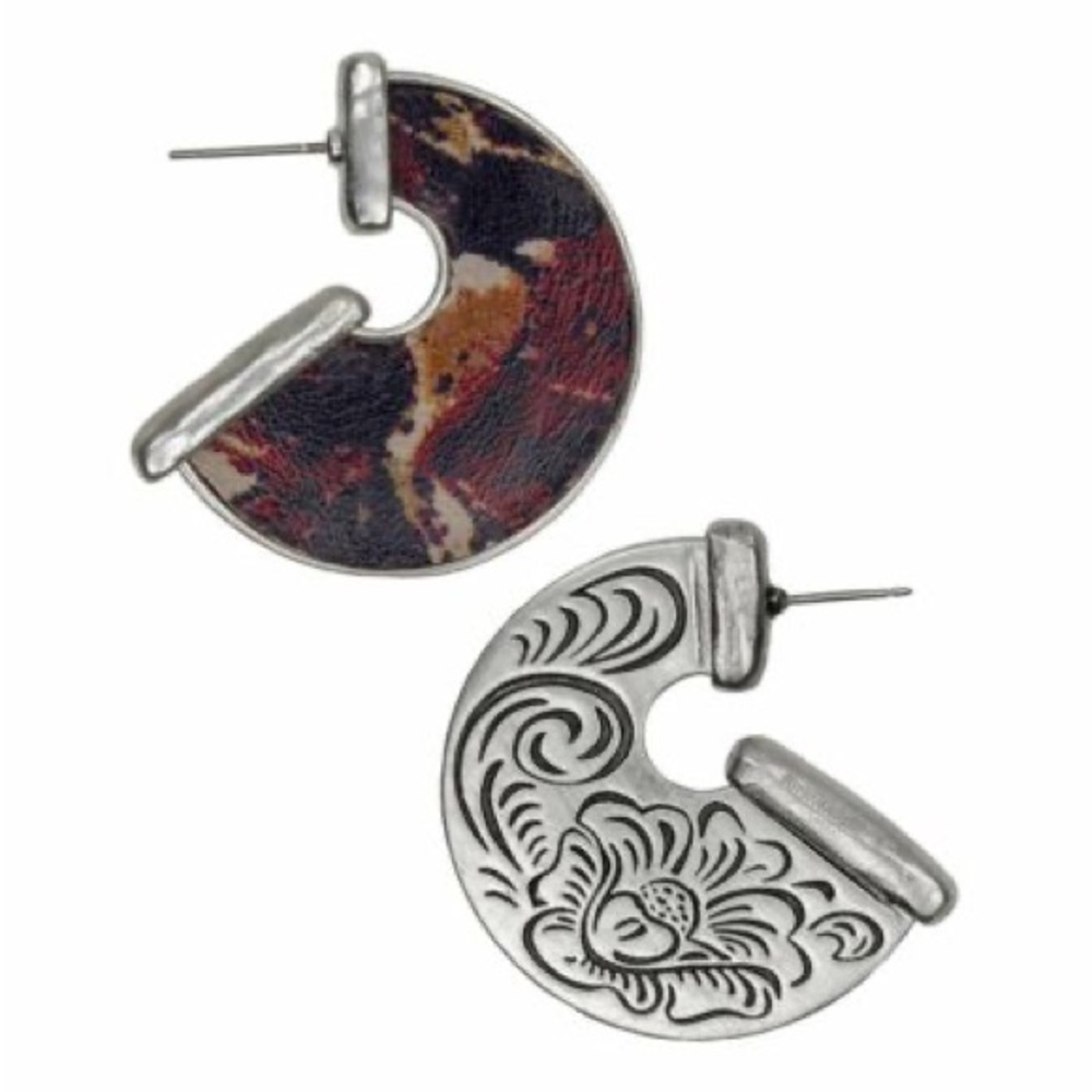 Patricia Nash Amelia Flat Leather Hoop Earrings